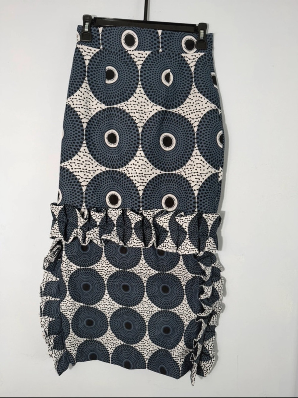 Ruffled Morocco Geometric Maxi Pencil Skirt